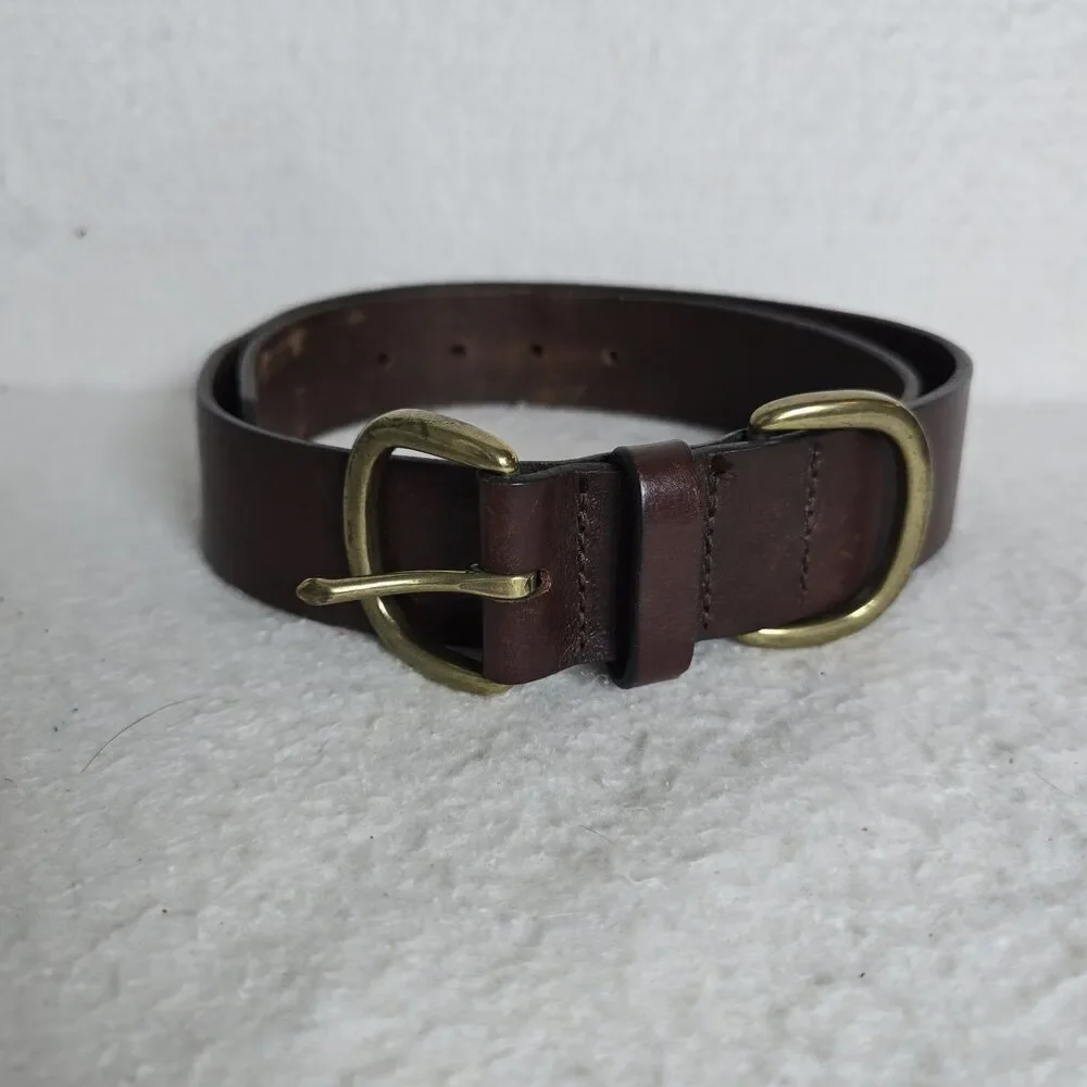 Brown Geniune Leather Gold Buckle Made In USA Medium 38